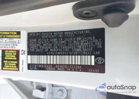 2024 Toyota Camry Se z USA, uszkodzony, nr VIN 4T1G11AK6RU218799